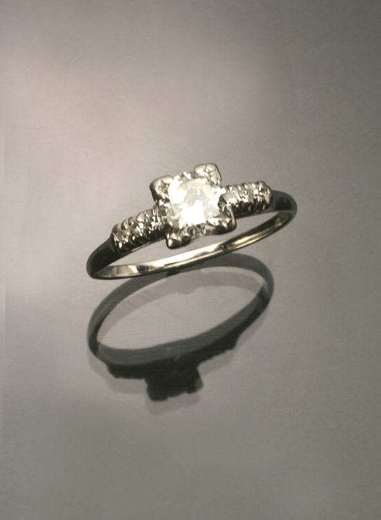 Appraisal: Art Deco Platinum Solitaire Diamond Ring Circa Set with one