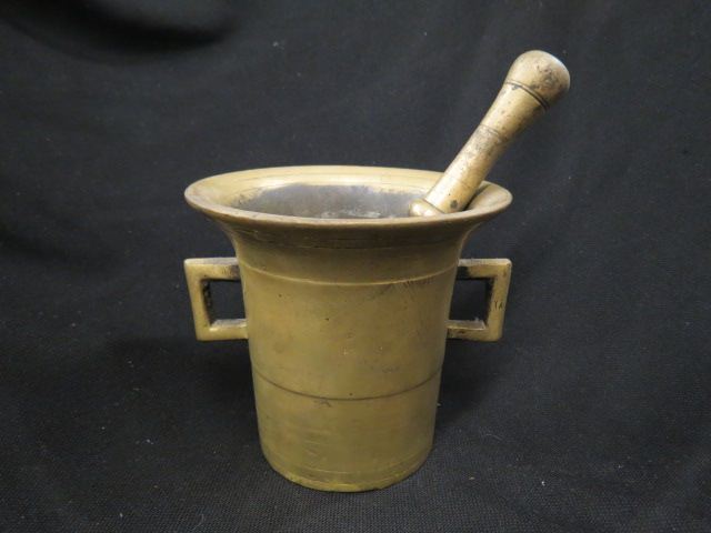 Appraisal: Brass Mortar Pestle th century