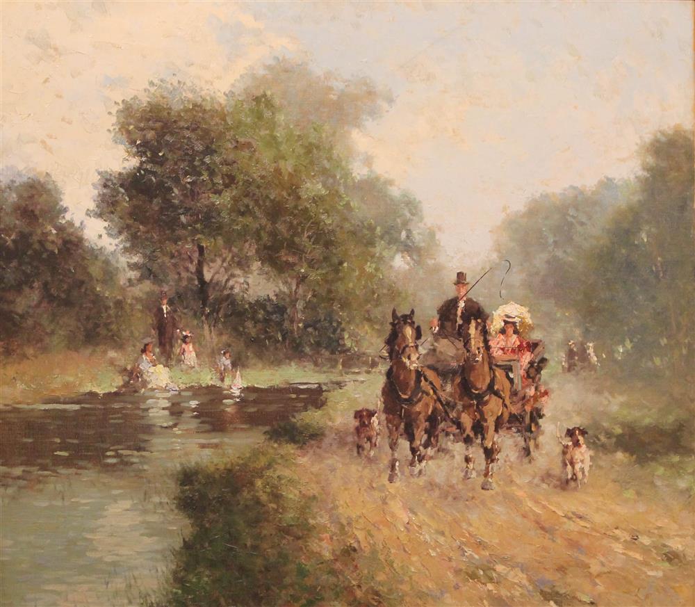 Appraisal: ALEX FOLLAK GERMAN - HORSE AND CARRIAGE Oil on canvas