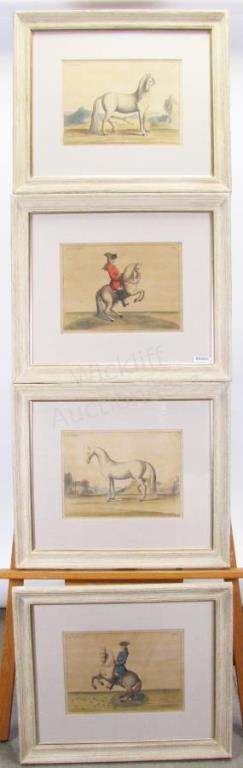 Appraisal: A set of four equestrian themed antique color engravings including