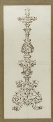 Appraisal: A pen on paper study of a Renaissance candlestick framed