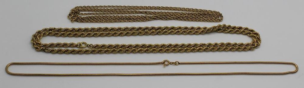 Appraisal: JEWELRY Italian kt Gold Chain Necklaces Includes an Italian kt