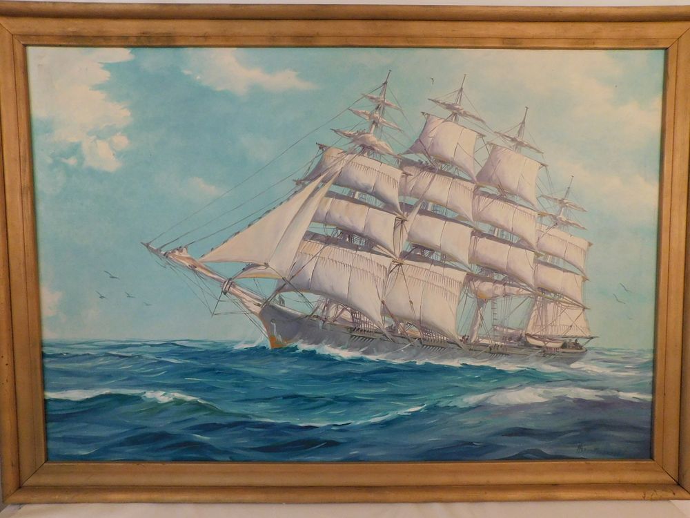 Appraisal: SILVA FERNANDES SHIP PAINTING Large oil on canvas of an