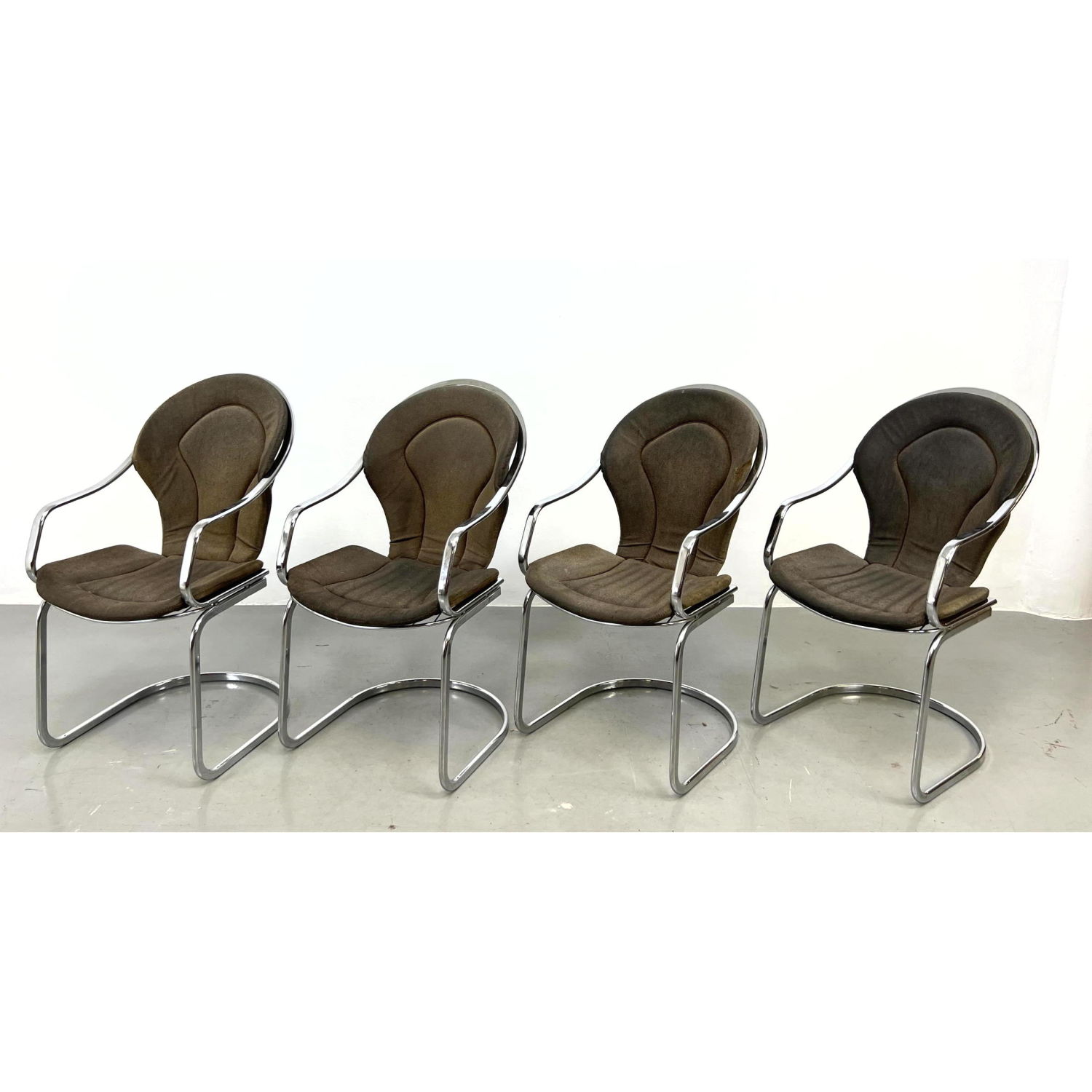 Appraisal: Set of Italian Chrome Frame Dining Chairs Two chairs have