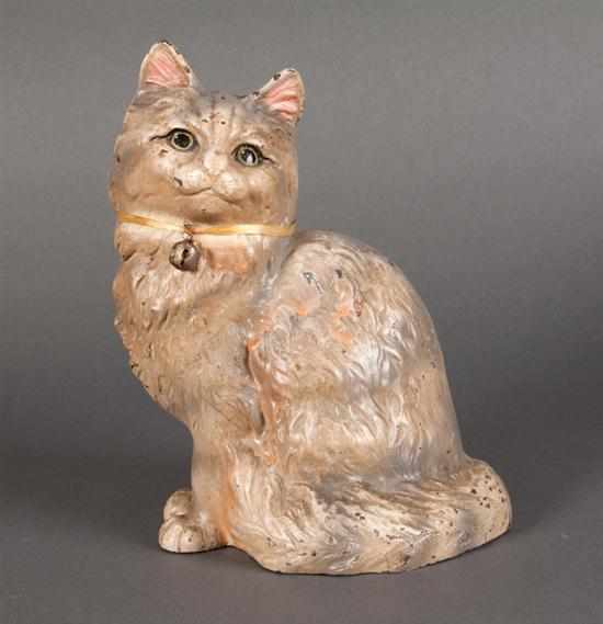 Appraisal: Hubley painted cast iron cat doorstop early th century impressed