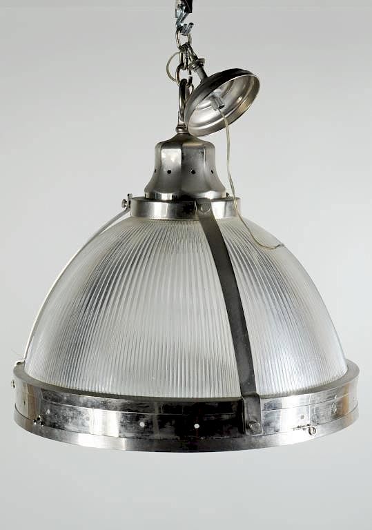 Appraisal: Large Industrial Style Chrome Hanging Lamp Large industrial style chrome