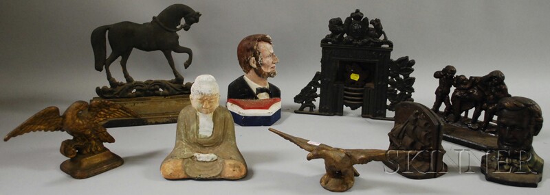 Appraisal: Ten Painted Cast Iron Figural Doorstops and Bookends including a