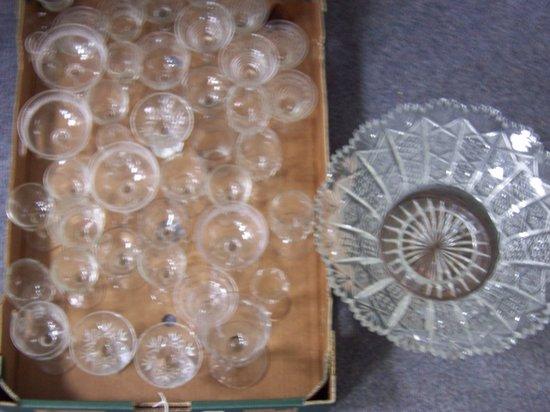 Appraisal: A cut glass dish with serrated border on a pedestal