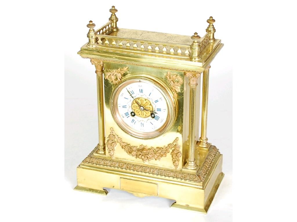 Appraisal: LATE NINETEENTH CENTURY FRENCH GILT BRASS CASED MANTEL CLOCK the