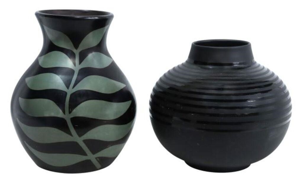 Appraisal: lot of Large decorative ceramic vases each on black ground