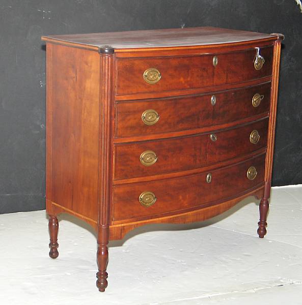 Appraisal: A Federal inlaid cherry bowfront chest of drawers first quarter