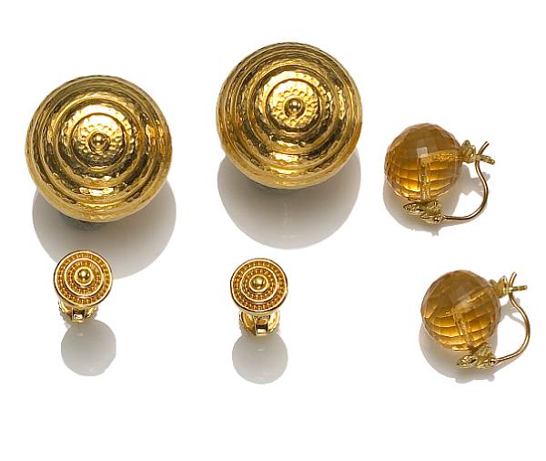 Appraisal: A collection of two pairs of k gold earrings together