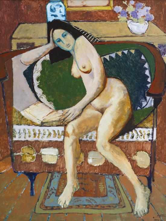 Appraisal: Clifton Pugh - Nude oil on board signed and dated