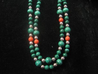 Appraisal: karat yellow gold and hardstone necklace Cartier Malachite and coral