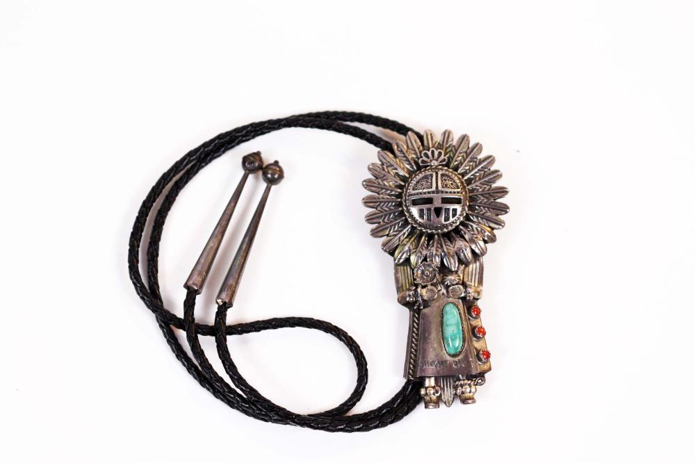 Appraisal: FINE ZUNI SILVER SUN DANCER BOLOSigned CPH for Charlie Hannaweeke