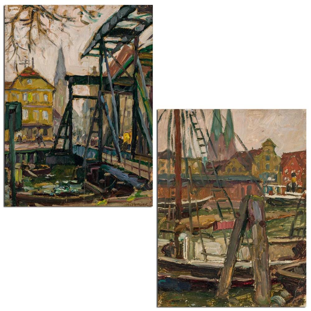 Appraisal: OTTO ANTOINE German - Harbor Scenes a pair a oil