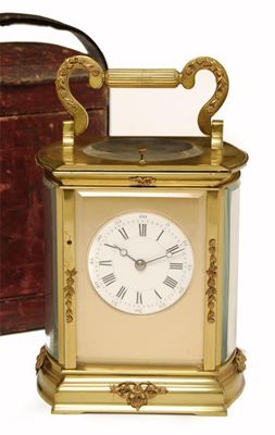 Appraisal: A French gilt brass repeating carriage clock with a replaced