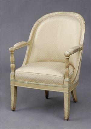 Appraisal: DIRECTOIRE PAINTED FAUTEUIL IN THE MANNER OF JACOB The arched