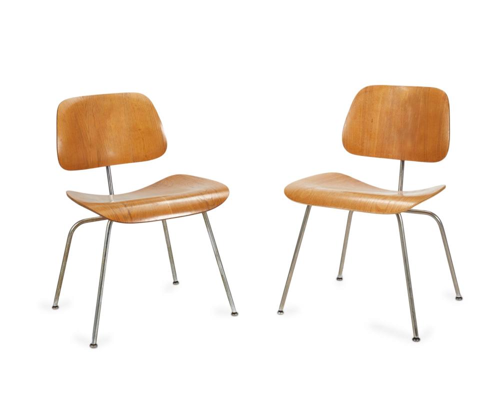 Appraisal: A pair of Eames for Herman Miller DCM dining chairs