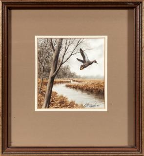 Appraisal: Peter Hanks b Five Watercolorseach by in Black Duck signed