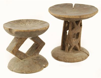 Appraisal: A carved wood stool the circular top and base united