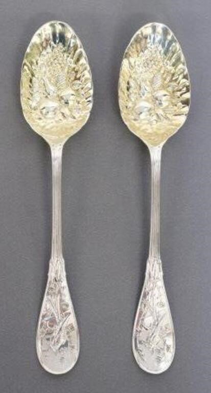 Appraisal: TIFFANY CO AUDUBON STERLING BERRY SPOONS lot of American sterling