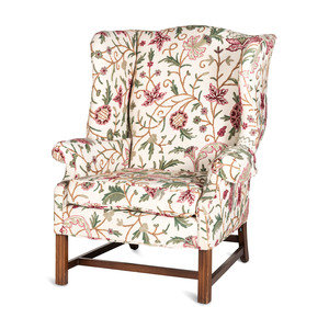 Appraisal: A Chippendale Style Carved Walnut Crewelwork Upholstered Easy Chair th