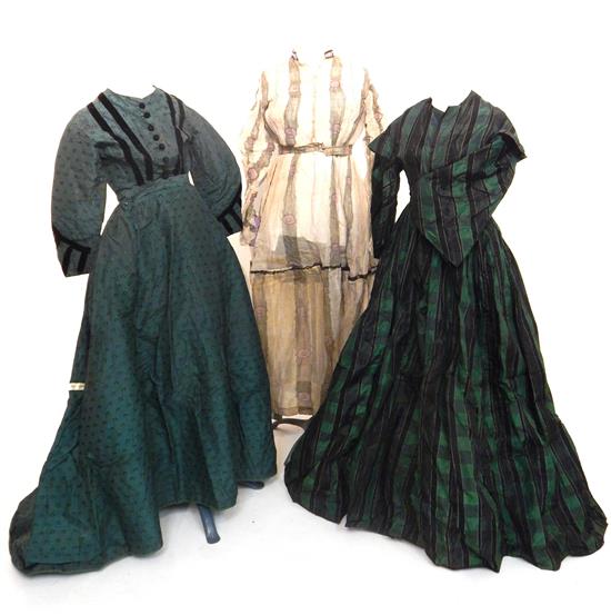 Appraisal: VINTAGE women's clothing from s- s three gowns green tartan