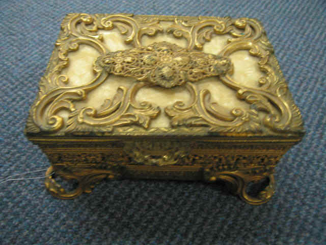 Appraisal: Fancy Jewelry Box brass celluloid decor