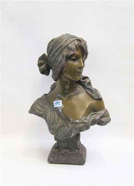 Appraisal: AN AMERICAN VICTORIAN SPELTER BUST depicting a young woman titled