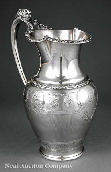 Appraisal: An American Renaissance Coin Silver Water Pitcher c Gorham Manufacturing