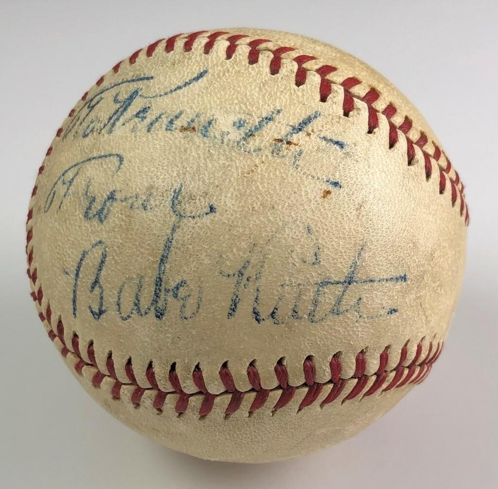 Appraisal: Babe Ruth signed ball with PSA DNA certification letter Ball