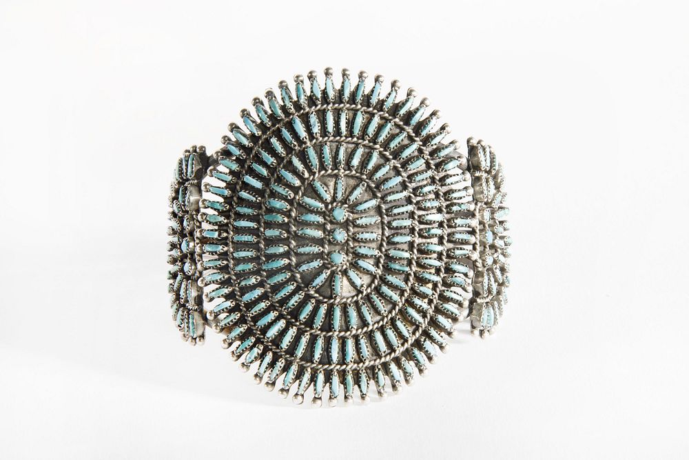 Appraisal: A Zuni Petit Point Cluster Turquoise Cuff Bracelet ca Zuni