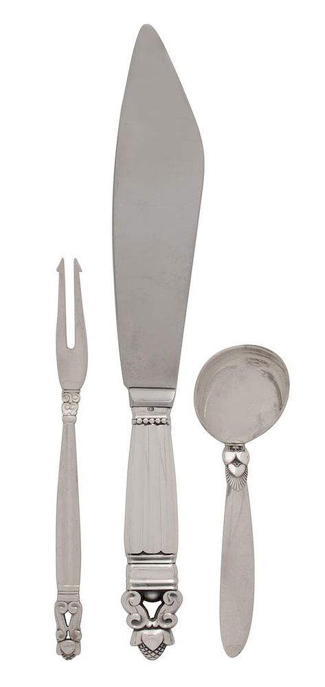 Appraisal: A Group of Danish Silver Flatware George Jensen Denmark th