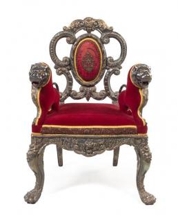 Appraisal: An Indian Silver-Clad Throne Chair th th century the openwork