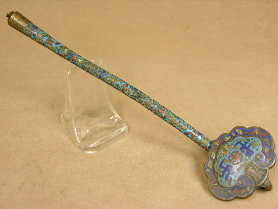 Appraisal: EARLY CLOISONNE STAFF Cloisonne' staff with all over design -