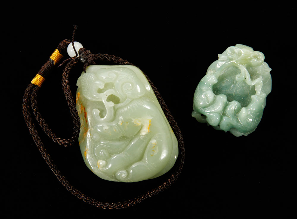 Appraisal: - Chinese Jade Pendants Lot of two Chinese pendants carved