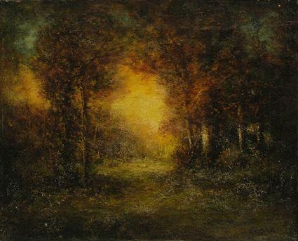 Appraisal: Attributed to Hudson Mindell Kitchell American - Glowing Sunset Oil