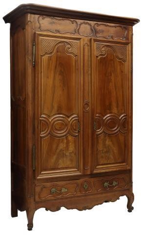 Appraisal: French Provincial Louis XV style carved walnut armoire th c