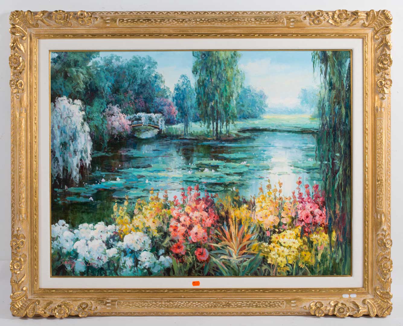 Appraisal: Sang Lee Impressionistic Water garden scene oil on canvas framed