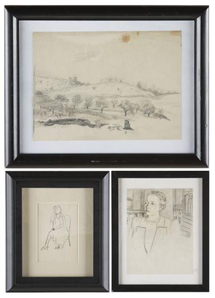 Appraisal: Edmund Quincy MA - Drawings all pencil as follows Lady