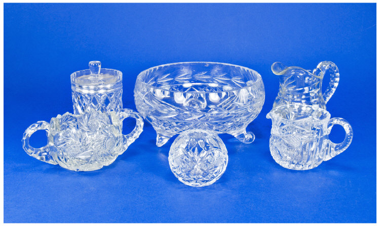 Appraisal: Selection of Cut Glass Items comprising posy bowl jugs pickle