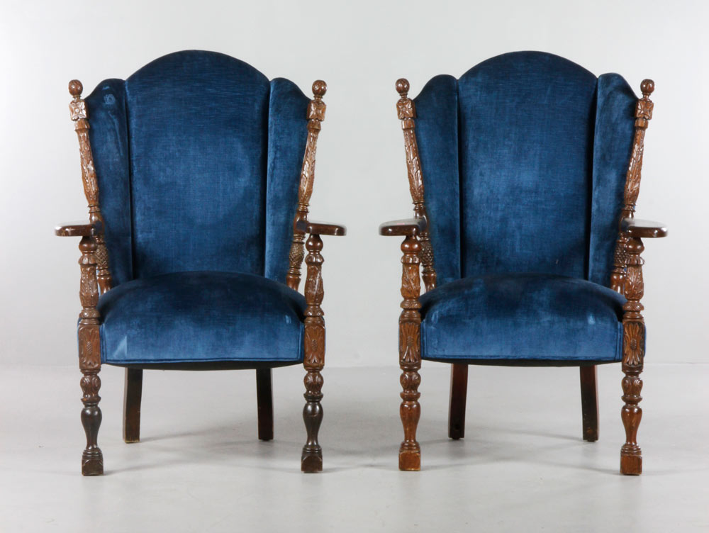 Appraisal: - Pair of Armchairs Pair of upholstered arm chairs with