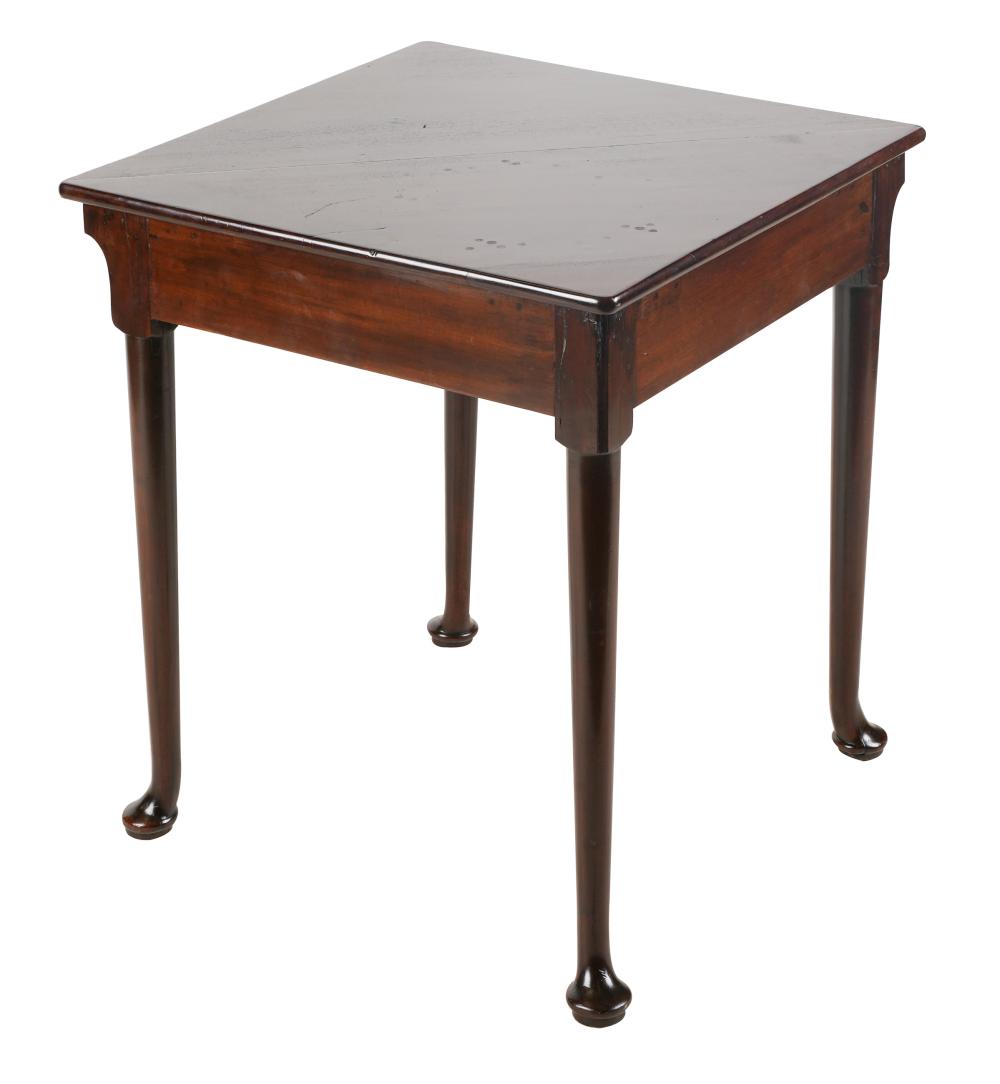 Appraisal: QUEEN ANNE-STYLE MAHOGANY DROP LEAF TABLEwith hinged top Condition age