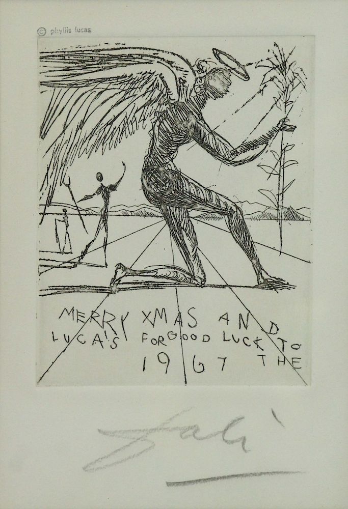 Appraisal: DALI Salvador Etching Merry Xmas For the Phyllis Lucas Gallery