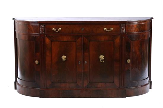 Appraisal: CONTINENTAL NEOCLASSICAL STYLE WALNUT PANELED-DOOR CREDENZA th century Breakfronted molded