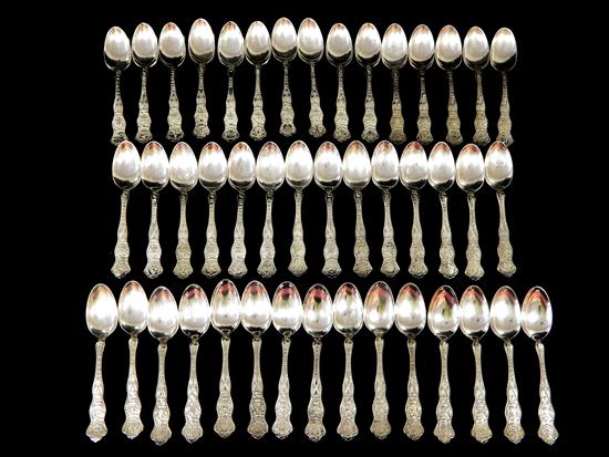 Appraisal: Silver plate forty-four pieces Wallace A souvenir tea spoons featuring