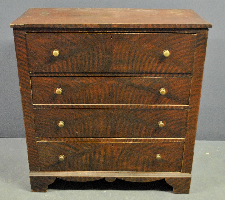 Appraisal: - Country pine chest of drawers th c with red