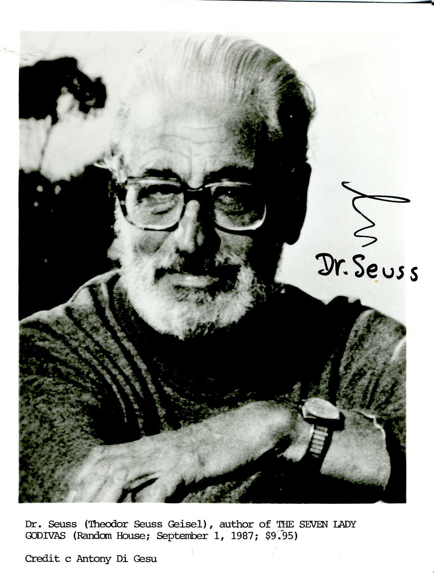 Appraisal: piece Photo Signed Geisel Theodor Dr Seuss Silver print x