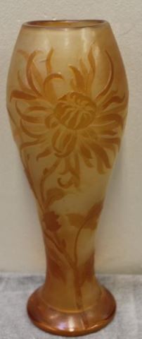 Appraisal: GALLE Signed Cameo Glass Cabinet Vase From a Central Park